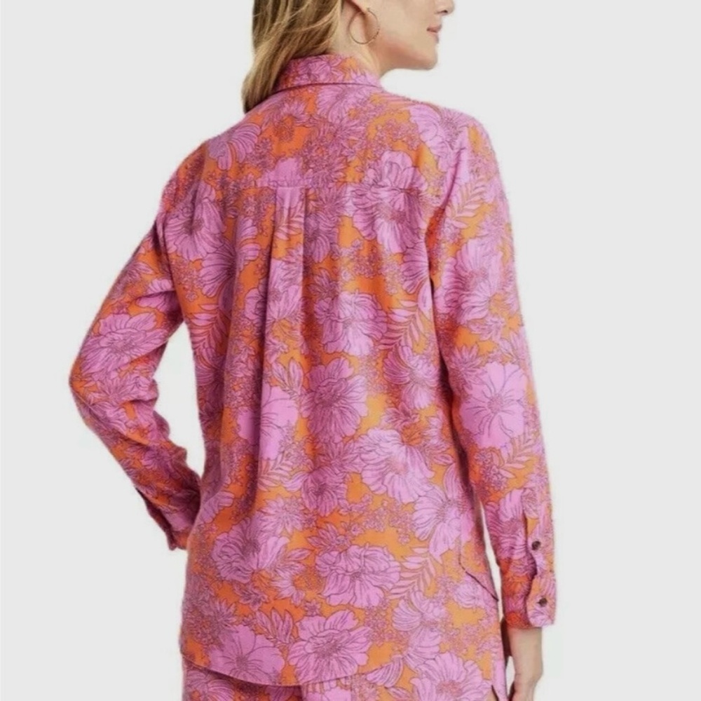 Floral Linen Shirt Button Up Universal Thread - Picture 3 of 8